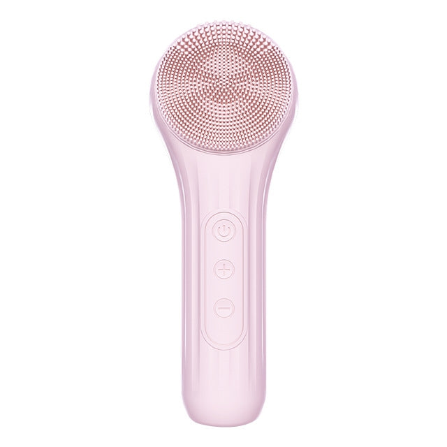 Sonic Water-resistant Facial Cleansing Brush Rechargeable Hot Compress Face Scrubber Cleanser(Pink)