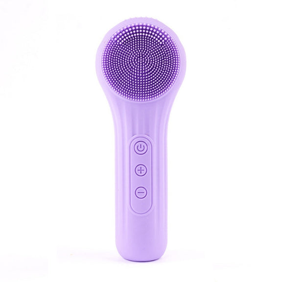 Sonic Water-resistant Facial Cleansing Brush Rechargeable Hot Compress Face Scrubber Cleanser(Purple)