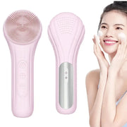Sonic Water-resistant Facial Cleansing Brush Rechargeable Hot Compress Face Scrubber Cleanser(Pink)
