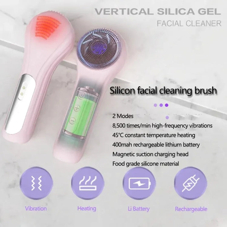 Sonic Water-resistant Facial Cleansing Brush Rechargeable Hot Compress Face Scrubber Cleanser(Pink)