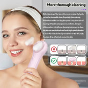 Sonic Water-resistant Facial Cleansing Brush Rechargeable Hot Compress Face Scrubber Cleanser(Purple)