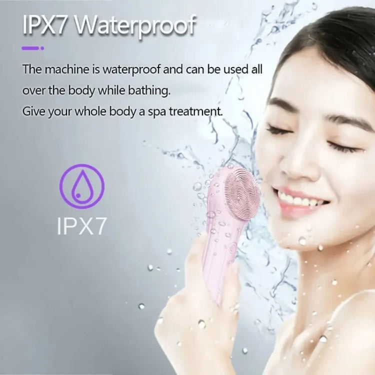 Sonic Waterproof Facial Cleansing Brush Rechargeable Hot Compress Face Scrubber Cleanser(Purple) - free shipping - PMC Jewellery - Order now!