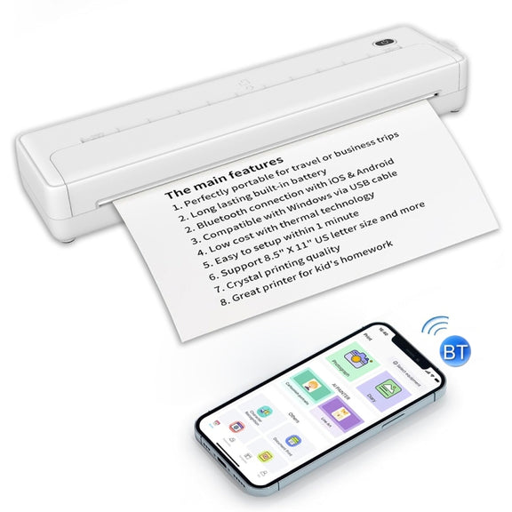 A4-XZ 203DPI A4 Home Portable Smart Wireless Inkless Thermal Printer(White)