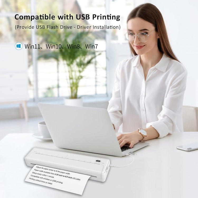 A4-XZ 203DPI A4 Home Portable Smart Wireless Inkless Thermal Printer(White)