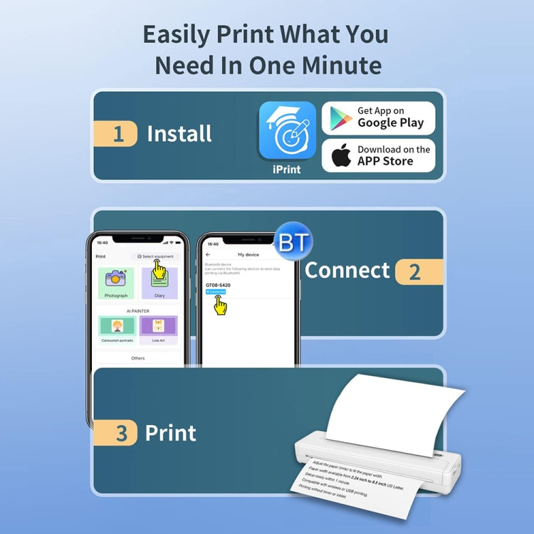 A4-XZ 203DPI A4 Home Portable Smart Wireless Inkless Thermal Printer(Black) - Receipt Printers by PMC TechLife | Online Shopping South Africa | PMC TechLife | Buy Now Pay Later Mobicred