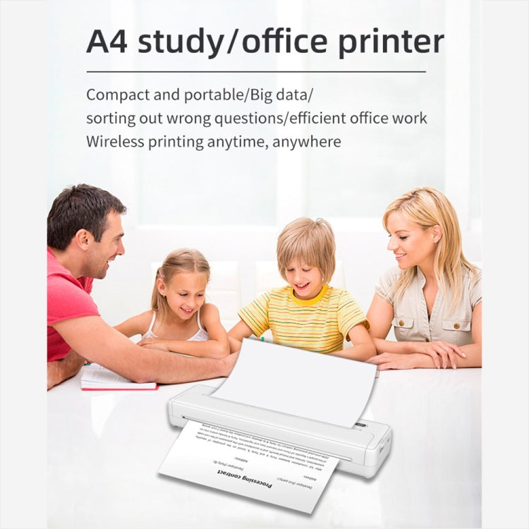 A4-XZ 203DPI A4 Home Portable Smart Wireless Inkless Thermal Printer(White)