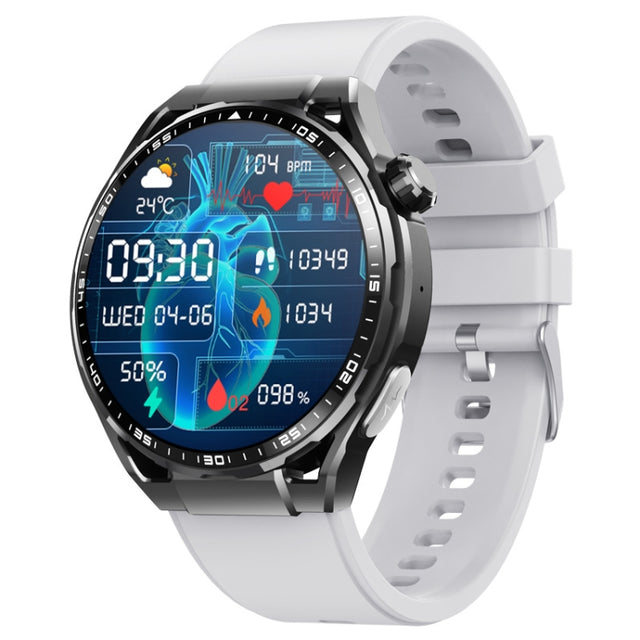F200 Smart Health Watch ECG Electrocardiogram Blood Sugar Monitoring 1.55 Inch Round Screen, Color: Black Gray Silicone