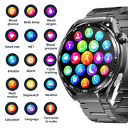 F200 Smart Health Watch ECG Electrocardiogram Blood Sugar Monitoring 1.55 Inch Round Screen, Color: Black Bamboo