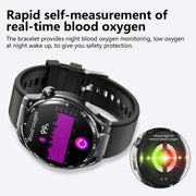F200 Smart Health Watch ECG Electrocardiogram Blood Sugar Monitoring 1.55 Inch Round Screen, Color: Black Bamboo