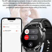 F200 Smart Health Watch ECG Electrocardiogram Blood Sugar Monitoring 1.55 Inch Round Screen, Color: Black Bamboo