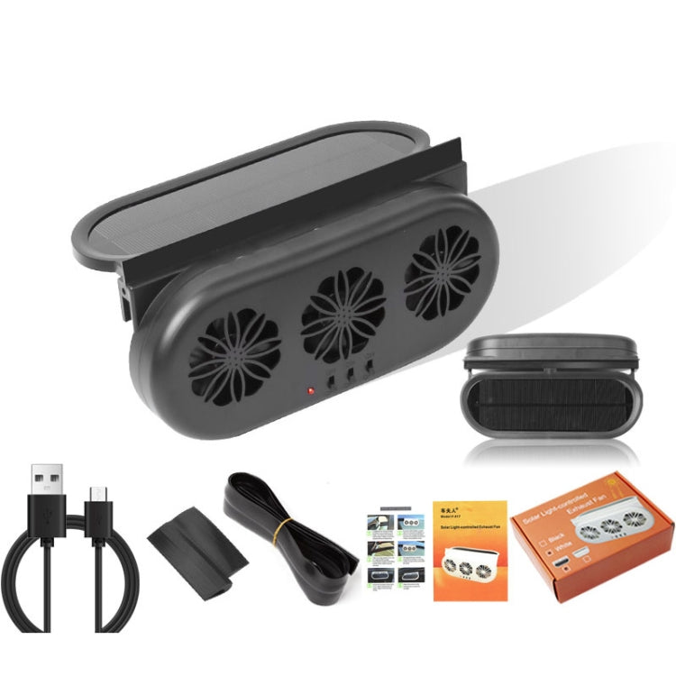 USB Plug-In Car Window Exhaust Fan Car Air Circulation Cooling Ventilation Fan, Color: Solar Black - Heating & Fans by PMC TechLife | Online Shopping South Africa | PMC TechLife | Buy Now Pay Later Mobicred
