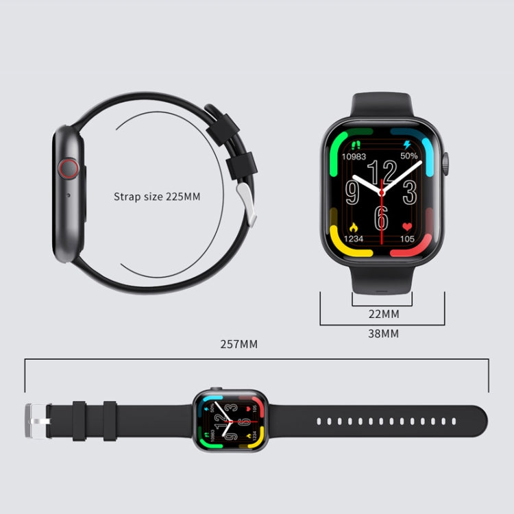 F70  2.1 Inch Screen Smart Watch With Blood Sugar/Blood Oxygen Monitoring /SOS Alarm/100+ Sports Modes, Color: Black Silicone