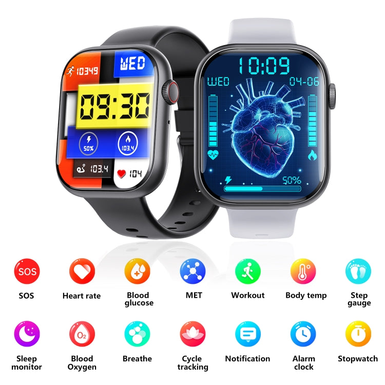 F70  2.1 Inch Screen Smart Watch With Blood Sugar/Blood Oxygen Monitoring /SOS Alarm/100+ Sports Modes, Color: Black Brown Leather