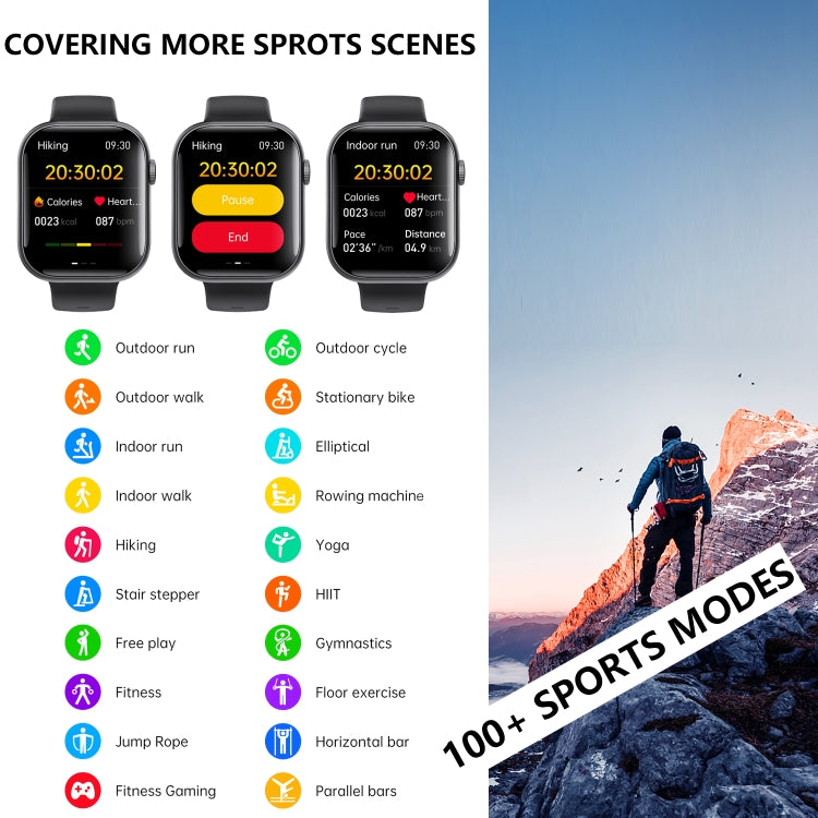 F70  2.1 Inch Screen Smart Watch With Blood Sugar/Blood Oxygen Monitoring /SOS Alarm/100+ Sports Modes, Color: Black Silicone