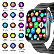 F70  2.1 Inch Screen Smart Watch With Blood Sugar/Blood Oxygen Monitoring /SOS Alarm/100+ Sports Modes, Color: Black Silicone
