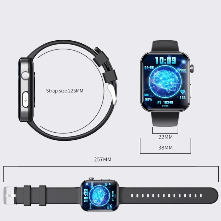 F300  2.1-Inch Screen Smart Watch Supports Bluetooth Calls/ECG/Blood Composition Analysis/50+ Sports Modes, Color: Black Silicone