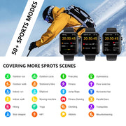 F300  2.1-Inch Screen Smart Watch Supports Bluetooth Calls/ECG/Blood Composition Analysis/50+ Sports Modes, Color: Black Silicone
