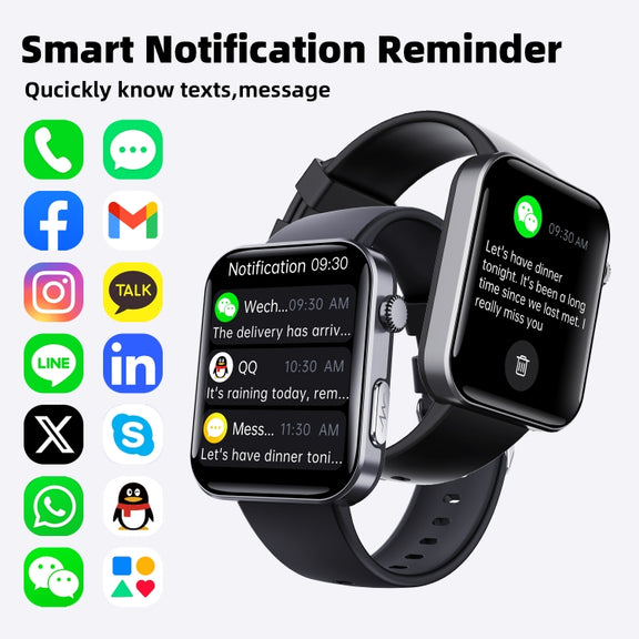F300  2.1-Inch Screen Smart Watch Supports Bluetooth Calls/ECG/Blood Composition Analysis/50+ Sports Modes, Color: Black Brown Leather