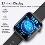 F300  2.1-Inch Screen Smart Watch Supports Bluetooth Calls/ECG/Blood Composition Analysis/50+ Sports Modes, Color: Black Silicone