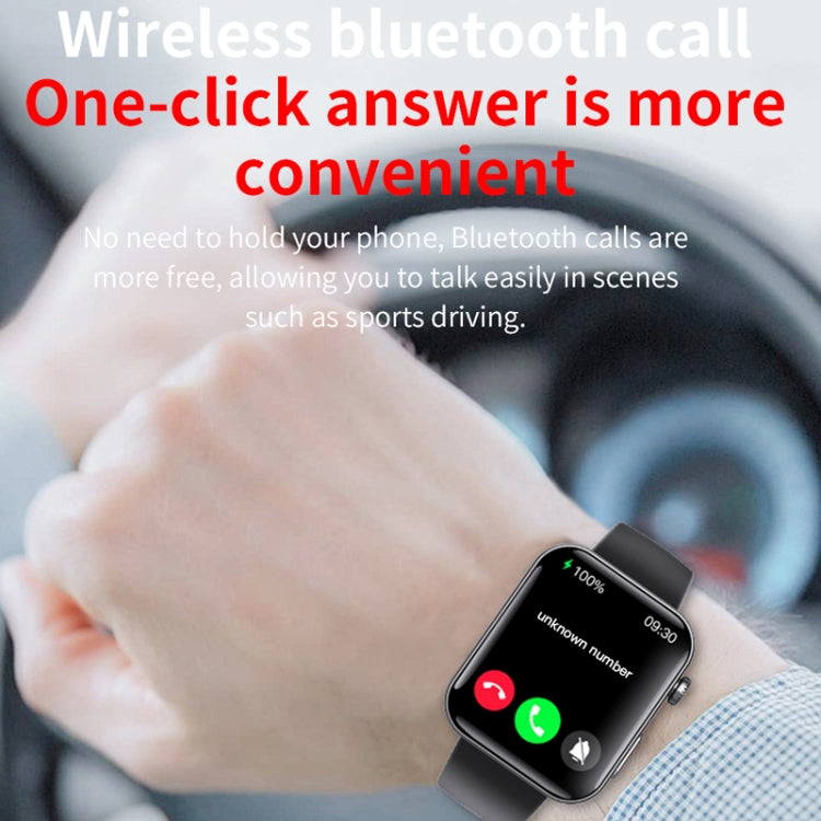 F300  2.1-Inch Screen Smart Watch Supports Bluetooth Calls/ECG/Blood Composition Analysis/50+ Sports Modes, Color: Black Silicone