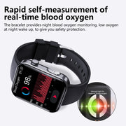 F300  2.1-Inch Screen Smart Watch Supports Bluetooth Calls/ECG/Blood Composition Analysis/50+ Sports Modes, Color: Black Leather