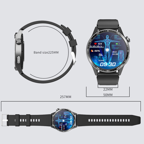 F400  1.55 Inch Screen Smart Watch Support ECG/ Blood Oxygen / Blood Sugar / 150+ Sports Mode, Color: Black Silicone