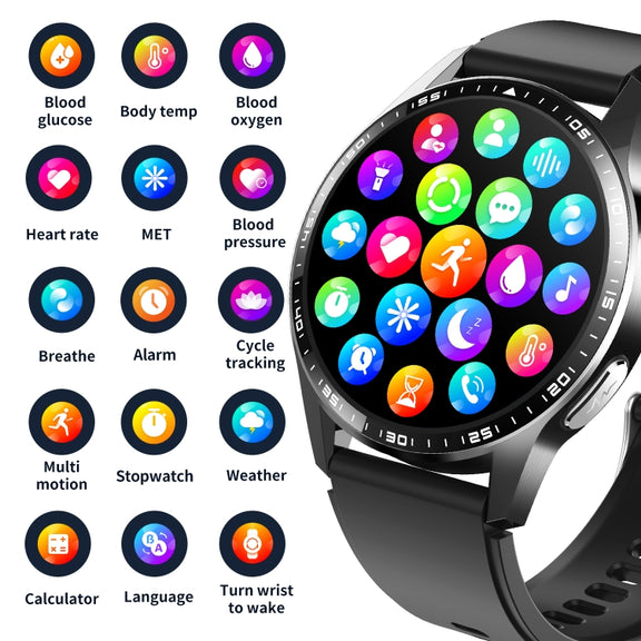 F400  1.55 Inch Screen Smart Watch Support ECG/ Blood Oxygen / Blood Sugar / 150+ Sports Mode, Color: Black Silicone