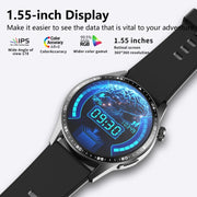 F400  1.55 Inch Screen Smart Watch Support ECG/ Blood Oxygen / Blood Sugar / 150+ Sports Mode, Color: Black Silicone