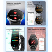 F400  1.55 Inch Screen Smart Watch Support ECG/ Blood Oxygen / Blood Sugar / 150+ Sports Mode, Color: Black Silicone