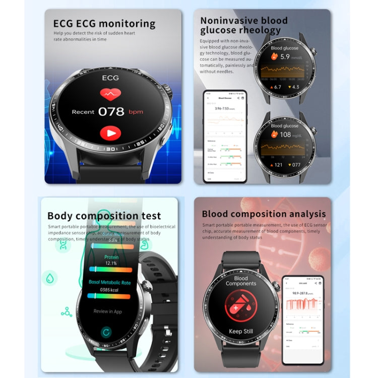 F400  1.55 Inch Screen Smart Watch Support ECG/ Blood Oxygen / Blood Sugar / 150+ Sports Mode, Color: Black 3-Beads Steel - Smart Watches by PMC TechLife | Online Shopping South Africa | PMC TechLife | Buy Now Pay Later Mobicred