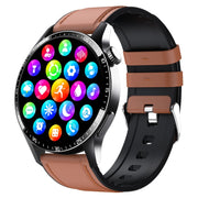 F207 Smart Watch 1.35-Inch Narrow Edge Screen Supports Bluetooth Calls / 24H Wellness Tracking / 150+ Sports Modes, Color: Black Brown Leather