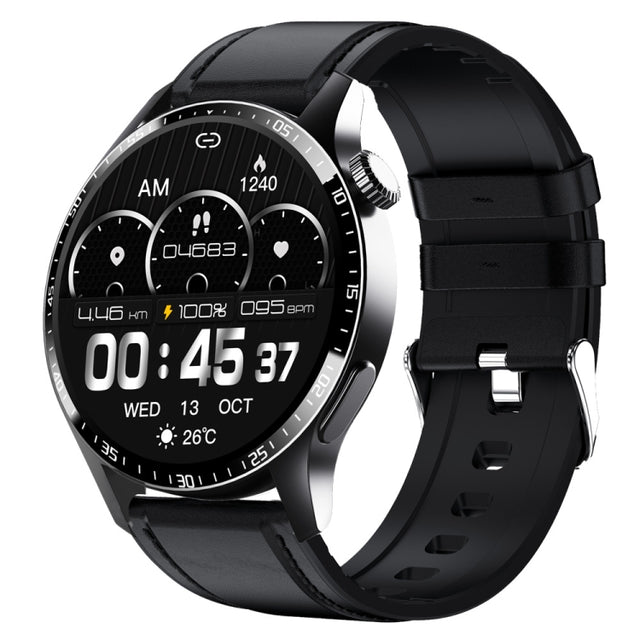 F207 Smart Watch 1.35-Inch Narrow Edge Screen Supports Bluetooth Calls / 24H Wellness Tracking / 150+ Sports Modes, Color: Black Leather