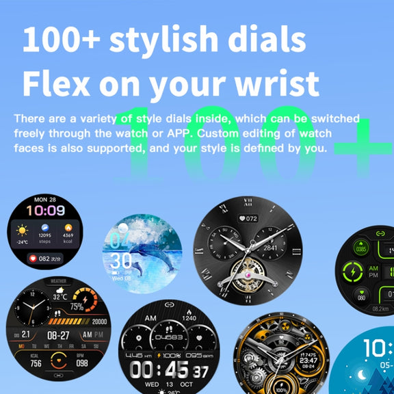 F207 Smart Watch 1.35-Inch Narrow Edge Screen Supports Bluetooth Calls / 24H Wellness Tracking / 150+ Sports Modes, Color: Black Brown Leather