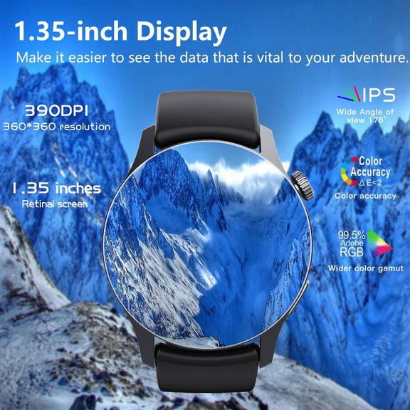 F207 Smart Watch 1.35-Inch Narrow Edge Screen Supports Bluetooth Calls / 24H Wellness Tracking / 150+ Sports Modes, Color: Black Silicone