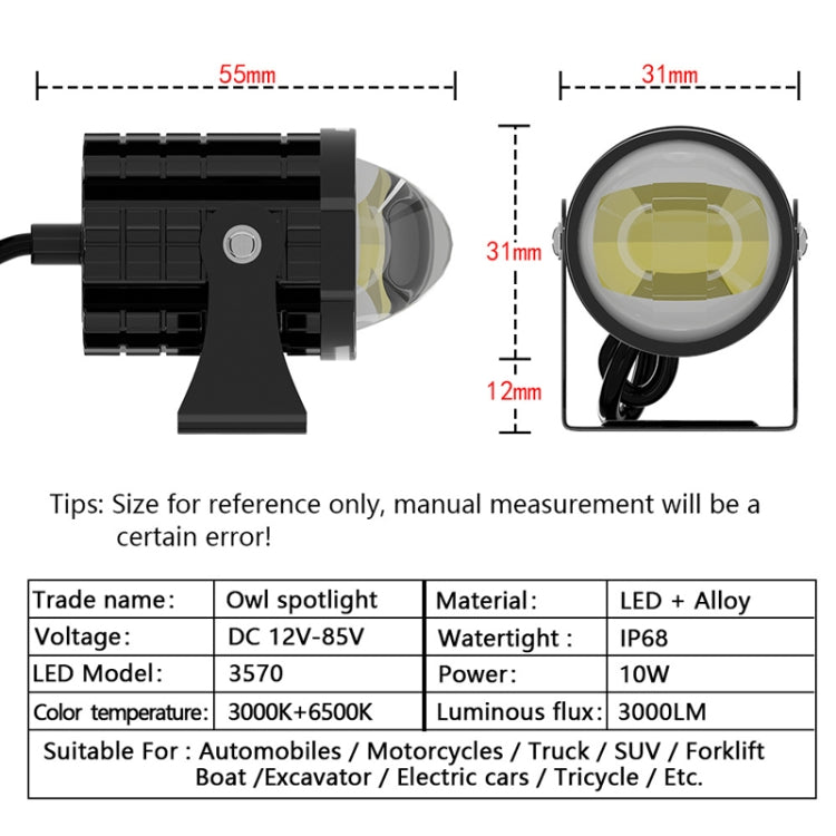 1pair 12V-85V Motorcycle Headlights Dual-color Automotive LED Working Headlights, Color: Yellow + White Light With Flashing - Work Lights by PMC TechLife | Online Shopping South Africa | PMC TechLife | Buy Now Pay Later Mobicred