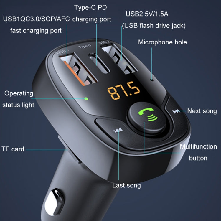 36W Car Bluetooth MP3 Player FM Transmitter Multifunctional Car Charger, Model: S-15PD - Bluetooth Car Kits by PMC TechLife | Online Shopping South Africa | PMC TechLife | Buy Now Pay Later Mobicred