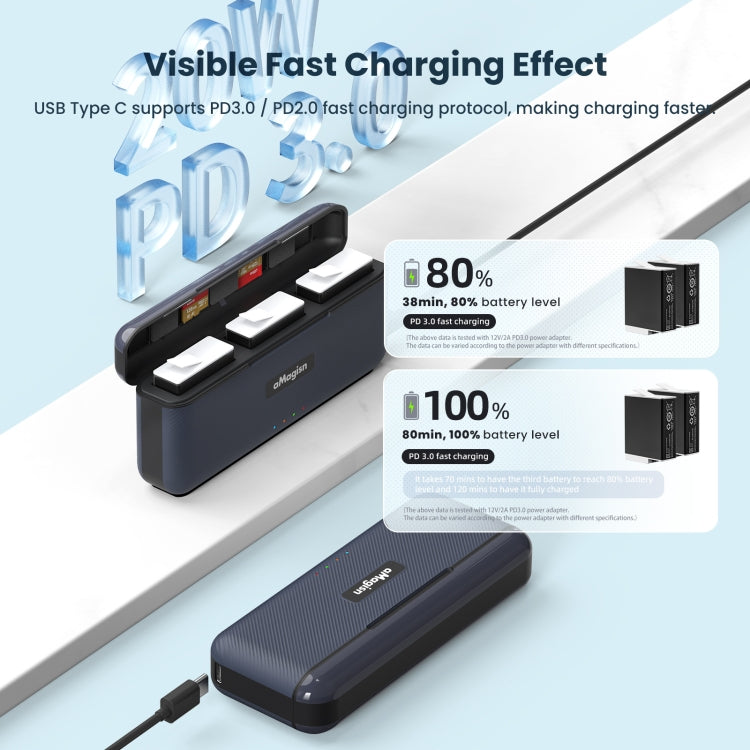 AMagisn Portable Fast Charge Hub For GoPro HERO12 Black / HERO11 Black / HERO10 Black / HERO9 Black - Charger by aMagisn | Online Shopping South Africa | PMC TechLife | Buy Now Pay Later Mobicred