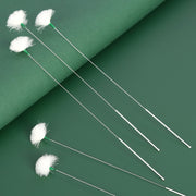 2pcs Medium Heads Silver Needle Goose Quill Stick Ear Picking Tool