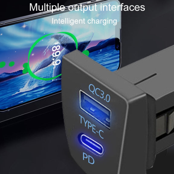 For Toyota RAV4 / WILDLANDER USB-PD Port 60W Fast Charging Modified Car Charger(Insurance Pickup Cord)