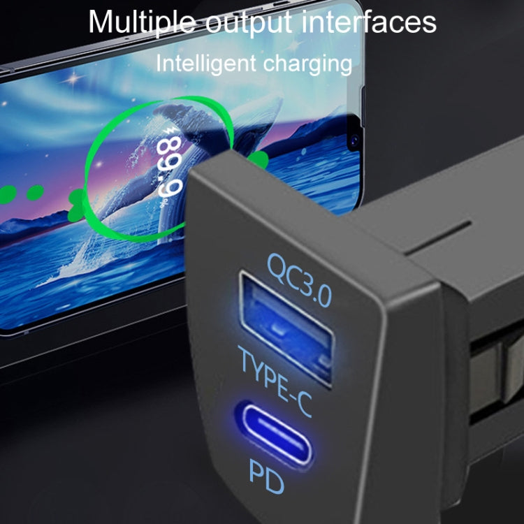 For Toyota RAV4 / WILDLANDER USB-PD Port 60W Fast Charging Modified Car Charger(Insurance Pickup Cord)