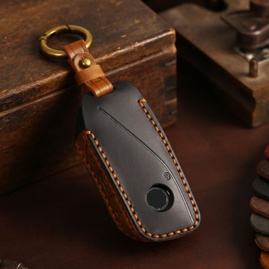 For 2024 BMW X7 Hallmo Cowhide Car Key Protection Cover(Black) - free shipping - PMC Jewellery - Order now!