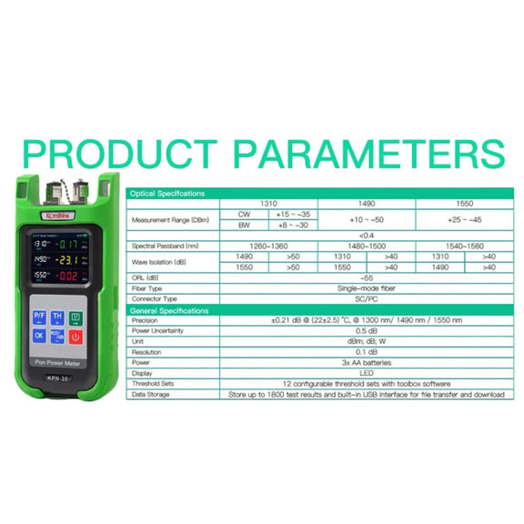 Komshine KPN-35 High Precision PON Optical Power Meter 1310/1490/1550nm Fiber Tester(SC/APC Interface)