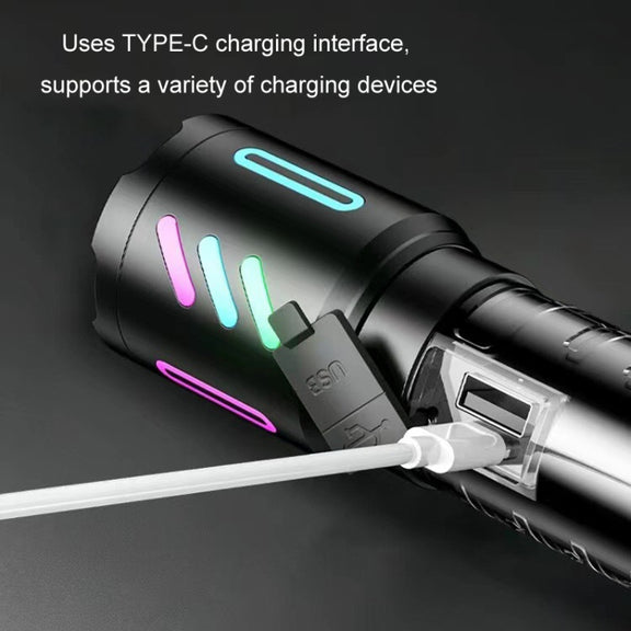 Type-C Rechargeable Outdoor Zoom Strong Laser Flashlight(520)