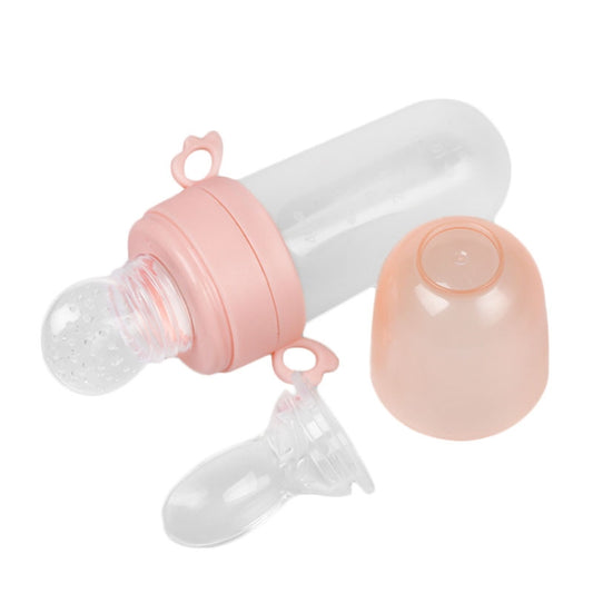Portable Dual-purpose Baby Food Feeding Spoon Fruit Vegetable Silicone Feeding Pacifier Bottle(Pink) - Cups & Silicone Nipple by PMC Jewellery | Online Shopping South Africa | PMC Jewellery | Buy Now Pay Later Mobicred