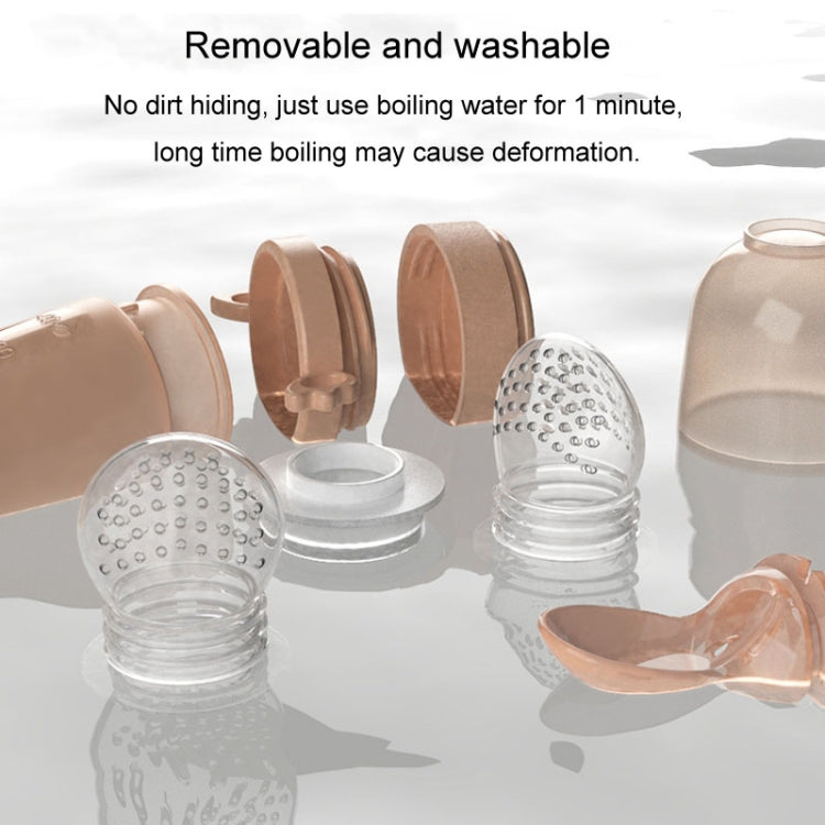 Portable Dual-purpose Baby Food Feeding Spoon Fruit Vegetable Silicone Feeding Pacifier Bottle(Pink)