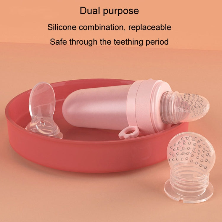 Portable Dual-purpose Baby Food Feeding Spoon Fruit Vegetable Silicone Feeding Pacifier Bottle(Nano-silver)