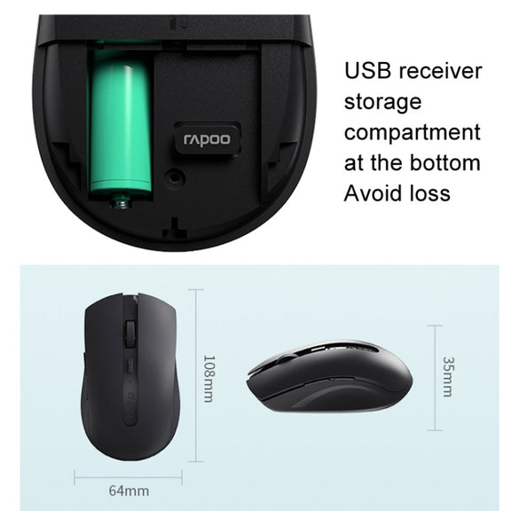 Rapoo M350G Bluetooth/2.4G Wireless Mouse Office Desktop Laptop Mute Mouse(Dark Gray)