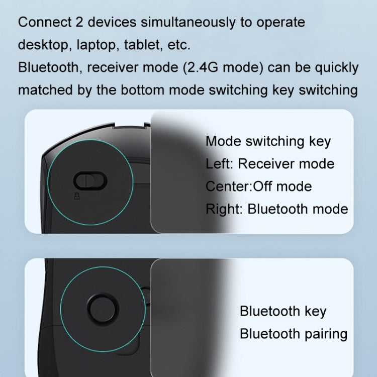Rapoo M350G Bluetooth/2.4G Wireless Mouse Office Desktop Laptop Mute Mouse(Dark Gray)