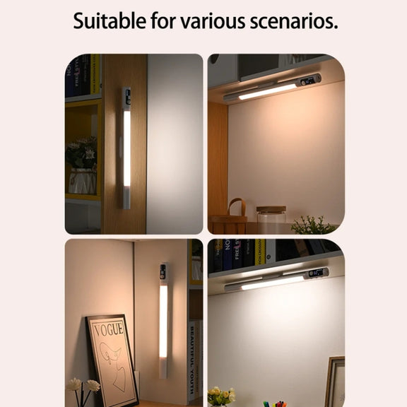 Rechargeable Under Cabinet LED Motion Sensor Night Light with Digital Display 2000mAH(Black)
