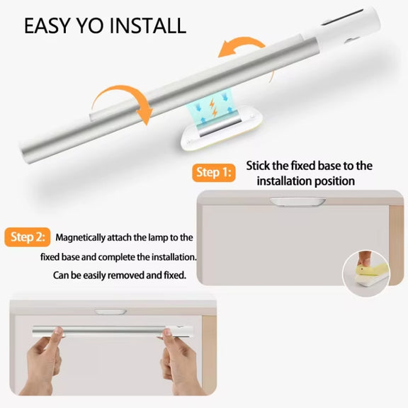 Rechargeable Under Cabinet LED Motion Sensor Night Light with Digital Display 2000mAH(Black)